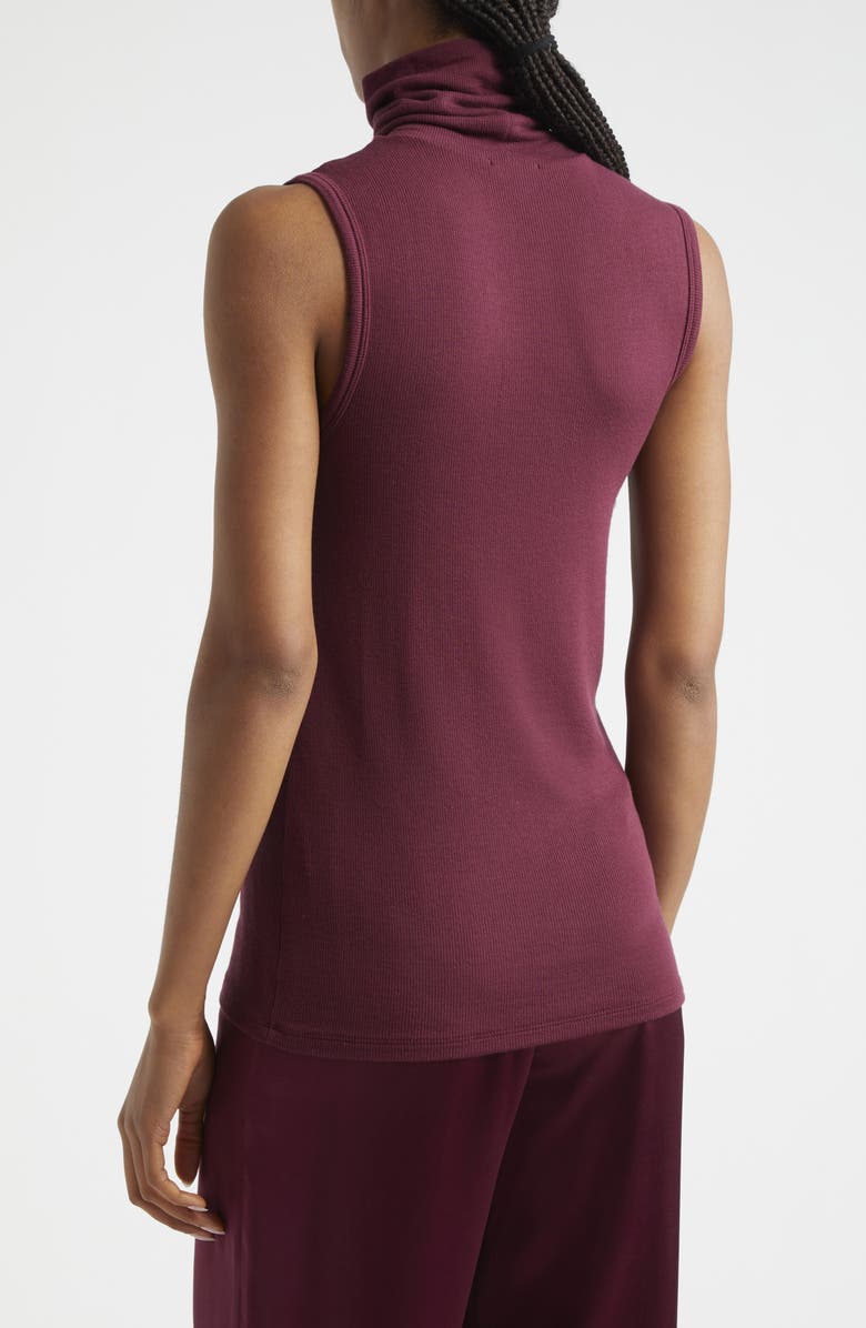 ATM Anthony Thomas Melillo Rib Sleeveless Turtleneck Top, Alternate, color, Merlot