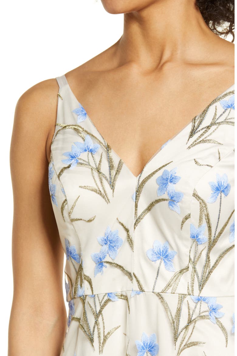 Floral Embroidered Fit & Flare Dress, Alternate, color, LIGHT BLUE