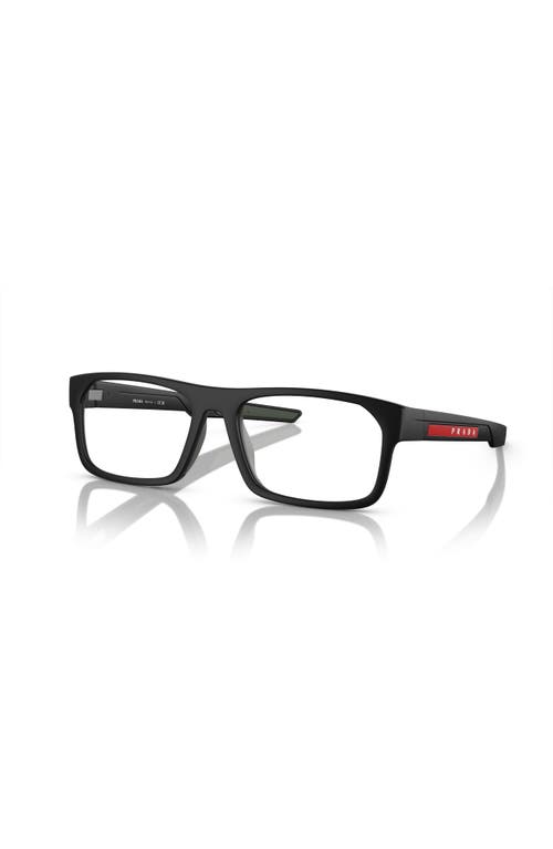 Prada Linea Rossa 57mm Rectangle Optical Glasses In Black