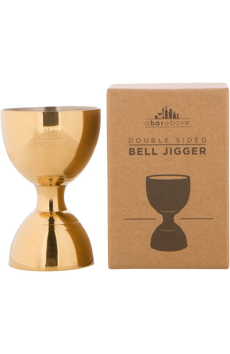A Bar Above Gold Bell Cocktail Jigger, Main, color, Gold