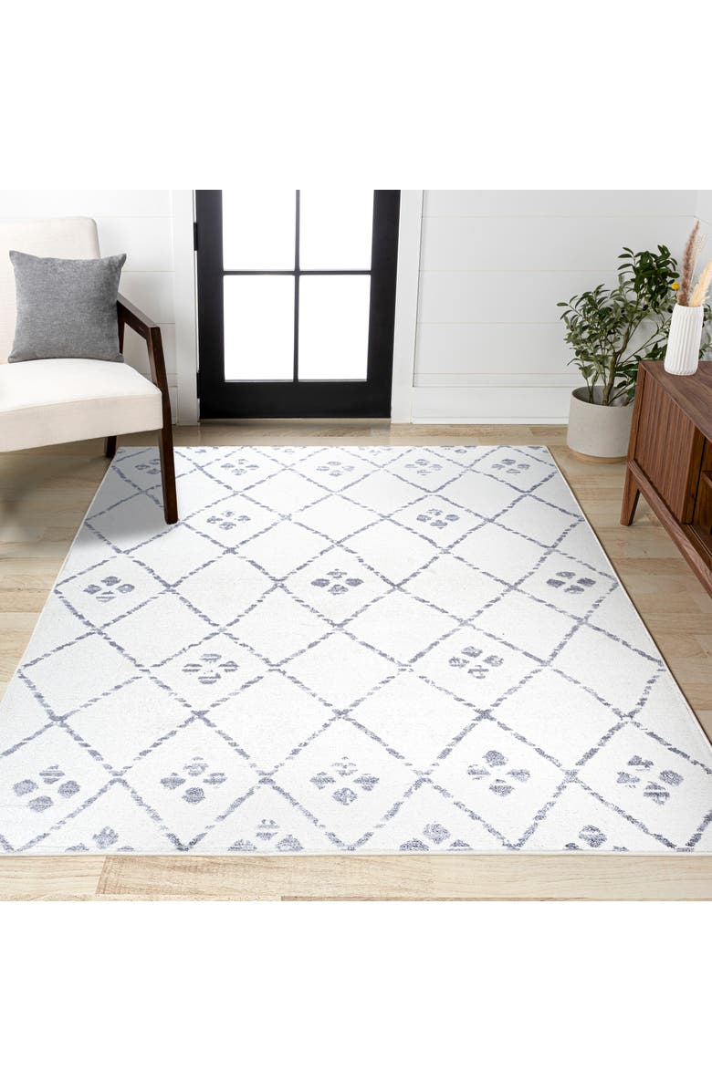 JONATHAN Y Izil Moroccan Geometric Diamond Area Rug, Alternate, color, Ivory/Light Gray