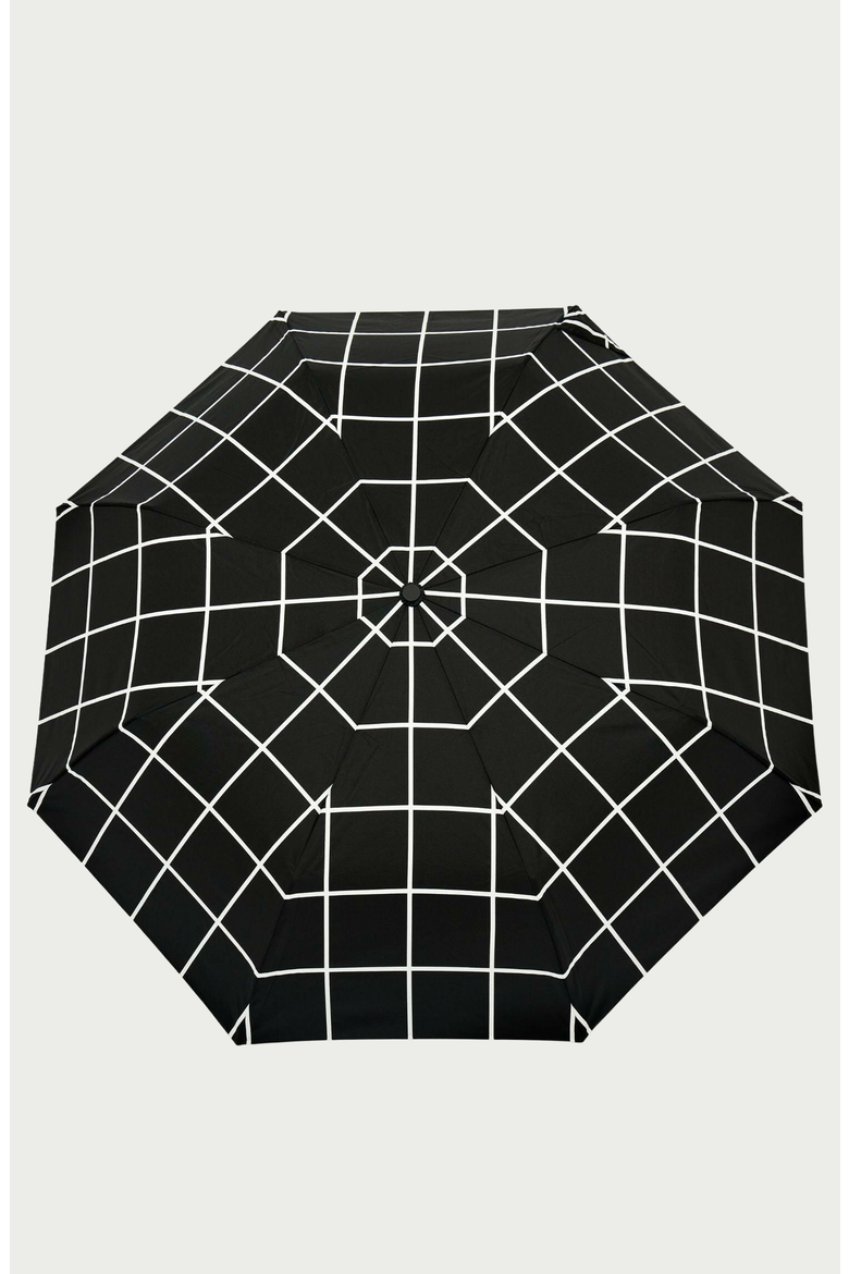 Eco-Friendly Compact Duck Umbrella, Alternate, color, Black / White Grid