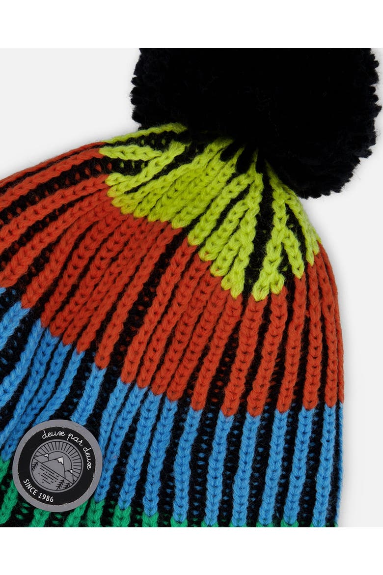 Lined Peruvian Knit Winter Hat with Pompom Multicolor, Alternate, color, Multicolored