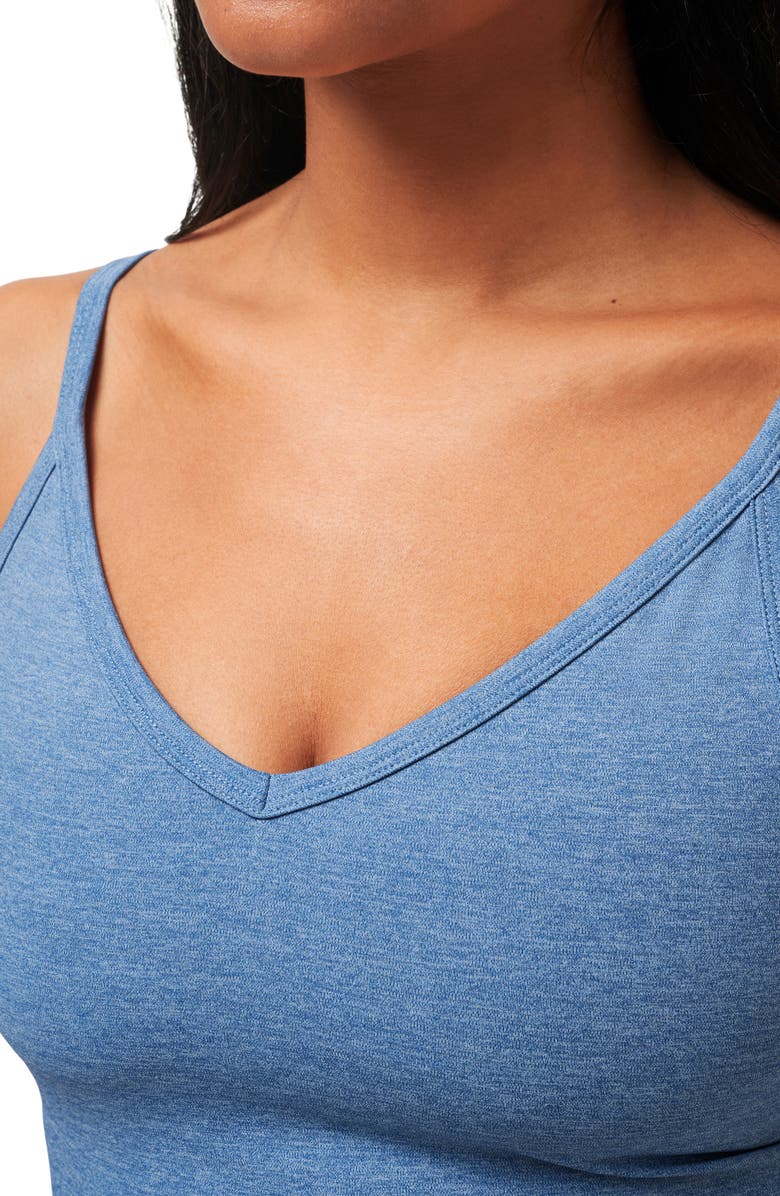 TravisMathew Morning Interval Crop V-Neck Tank, Alternate, color, Heather Copen Blue