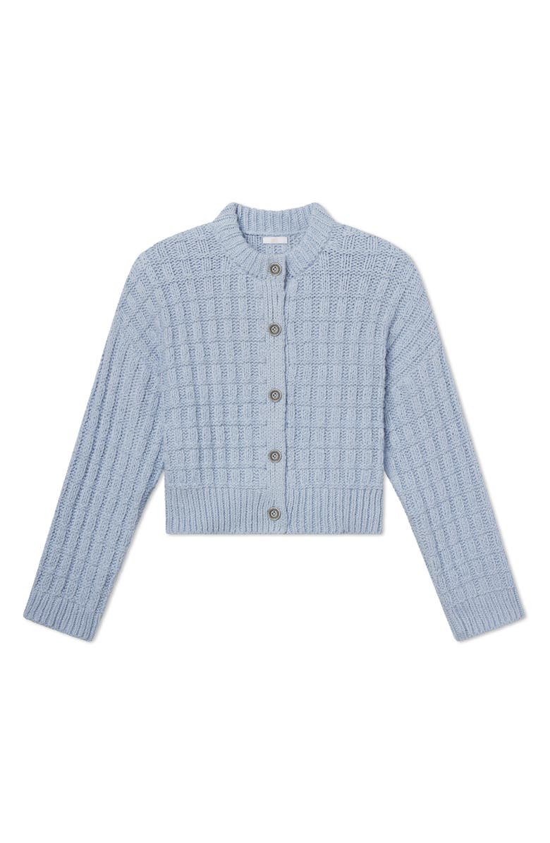 Lunya Cloud Cotton Basket Stitch Cardigan, Alternate, color, Whisper Blue