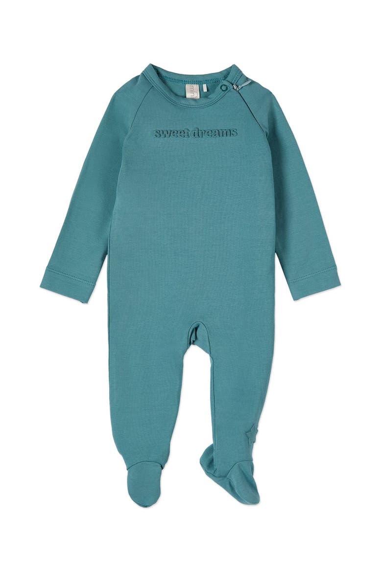 MiniMoi Rich Cotton Fleece Hidden Zipper Footie, Main, color, Arctic