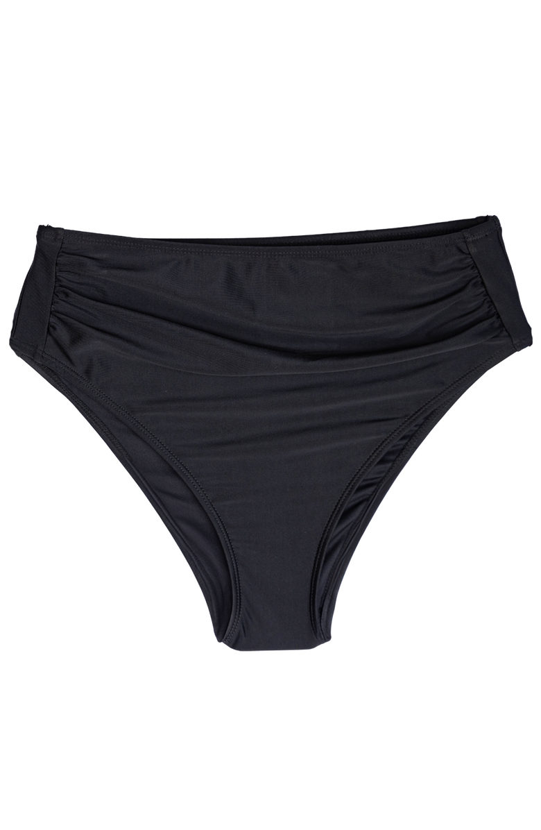 Nani High Leg Ruched Swim Bottom, Alternate, color, Black