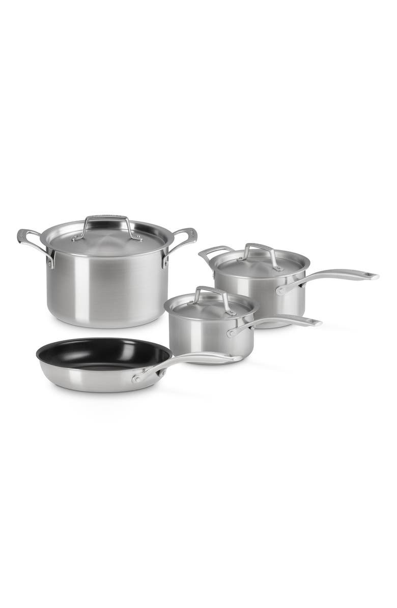 Le Creuset Essential Stainless Steel 7-Piece Cookware Set, Main, color, Stainless Steel