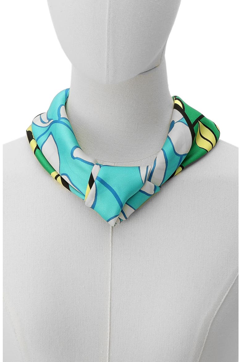 floral vines silk bandana scarf, Alternate, color, RIVIERA BLUE