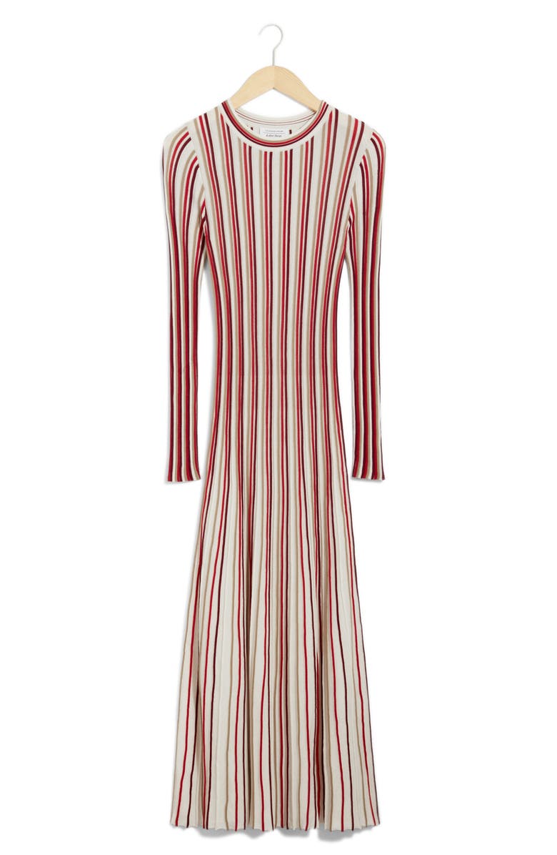 & Other Stories Stripe Long Sleeve Midi Sweater Dress, Alternate, color,