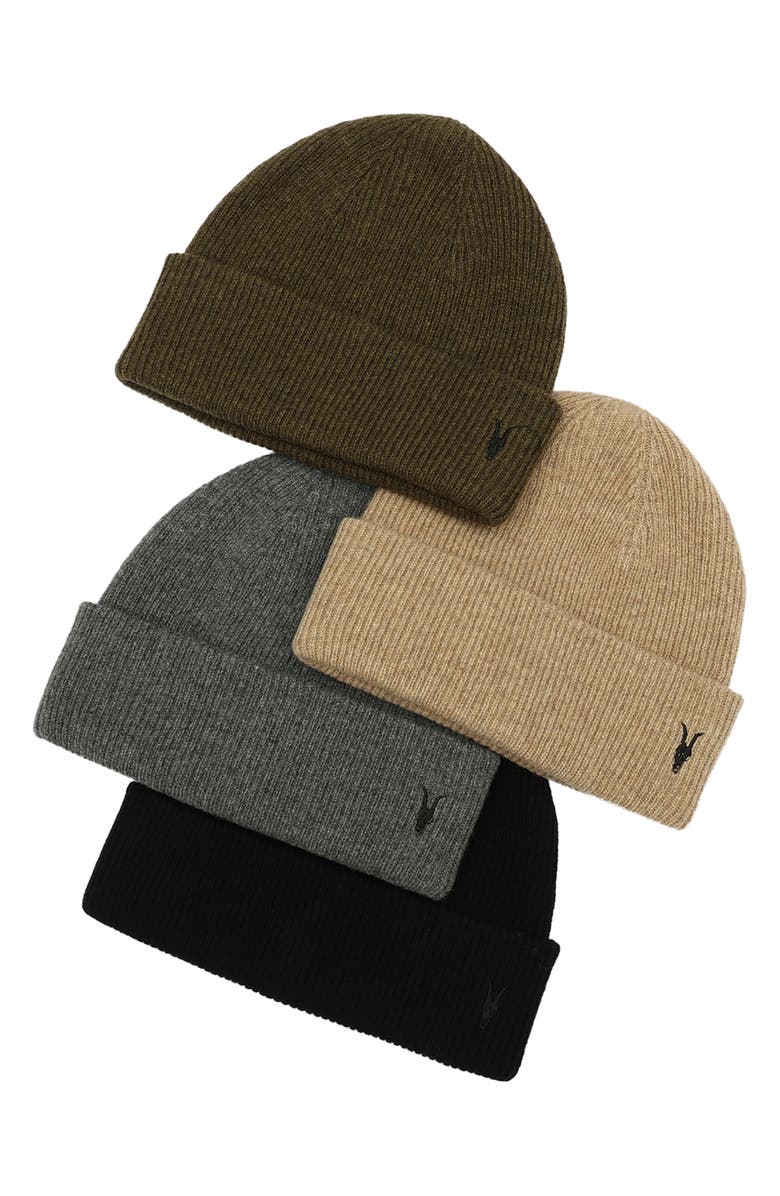 AllSaints Ramskull Wool Beanie, Alternate, color,