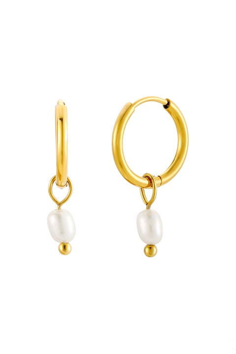 Pearl Huggie Hoops  Earrings