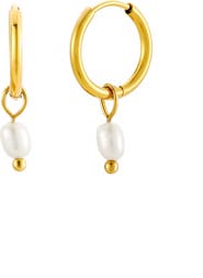 Atolea Pearl Huggie Hoops Earrings