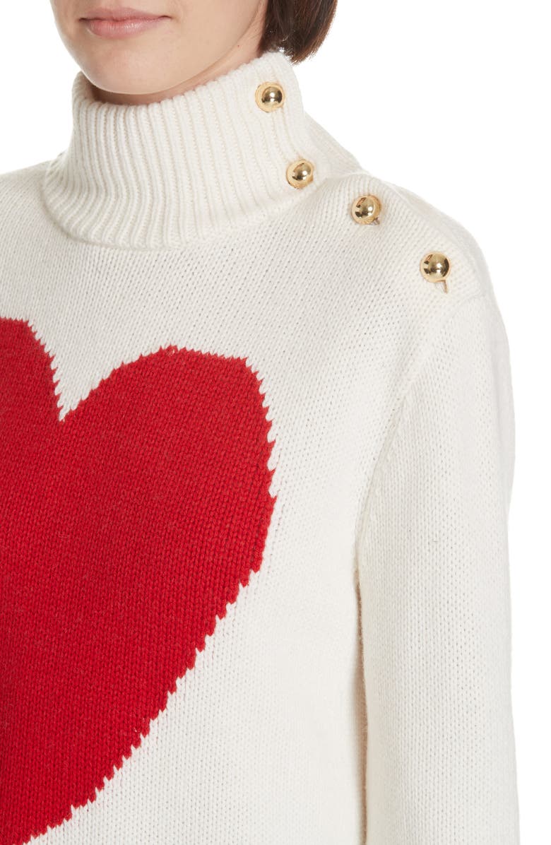 Kate Spade New York intarsia heart high neck sweater, Alternate, color, 