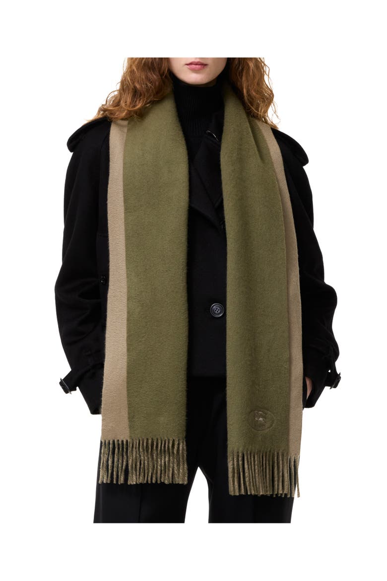 Knight Cashmere Scarf, Alternate, color, Pea green/vole brown