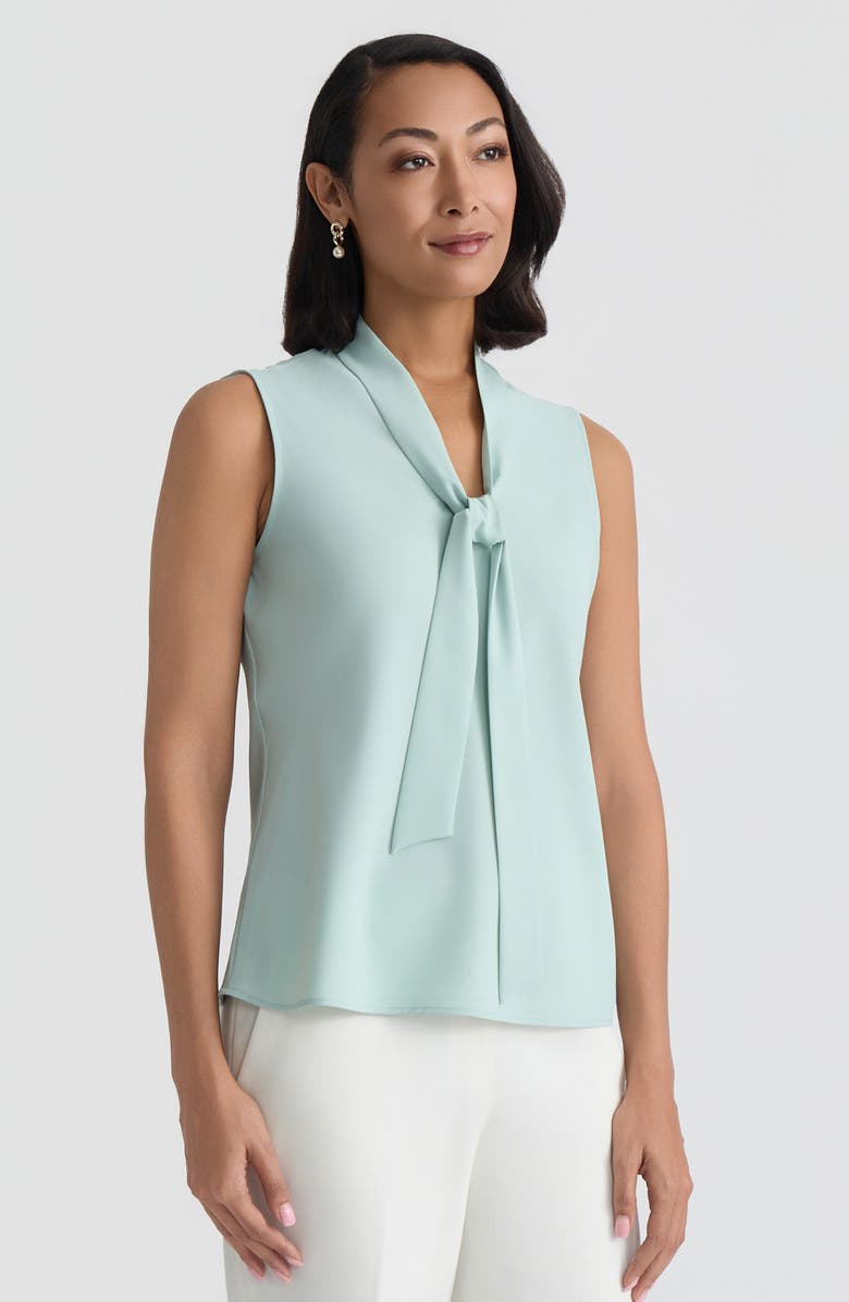 KASPER Sleeveless Tie Front Top, Alternate, color, Sea Glass