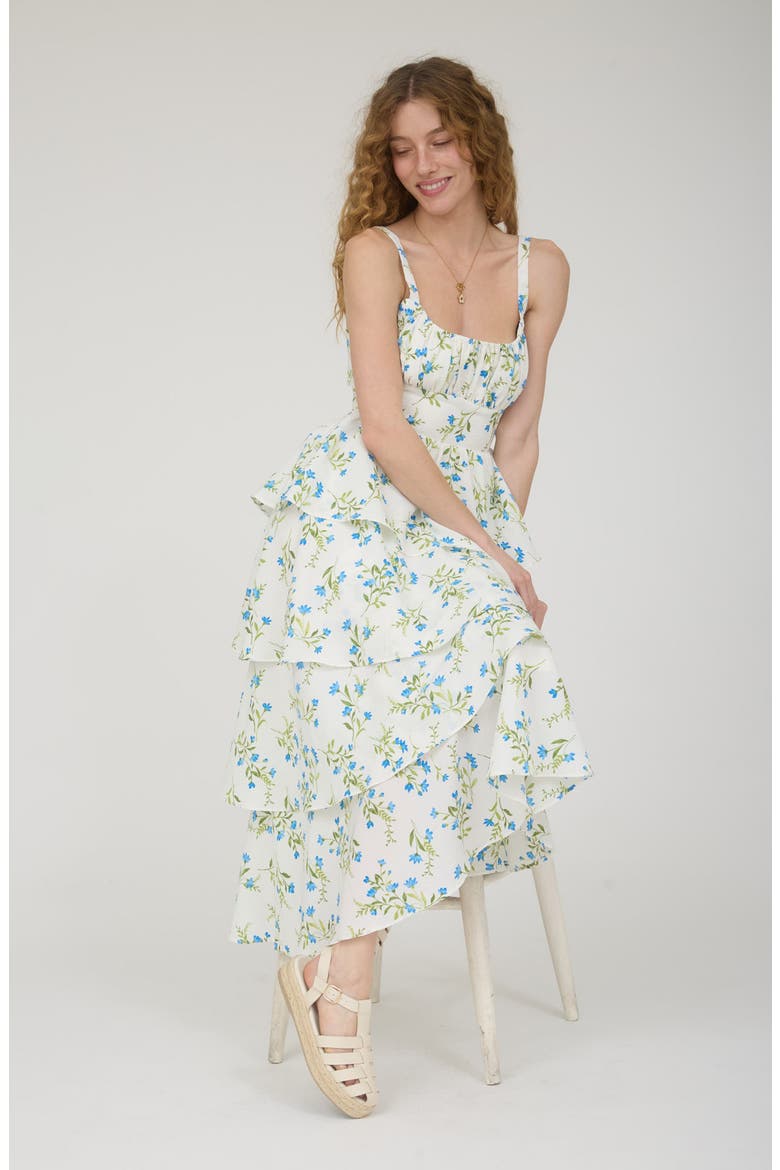 Back Bow Sleeveless Tiered Maxi Dress, Alternate, color, BLUE MULTI