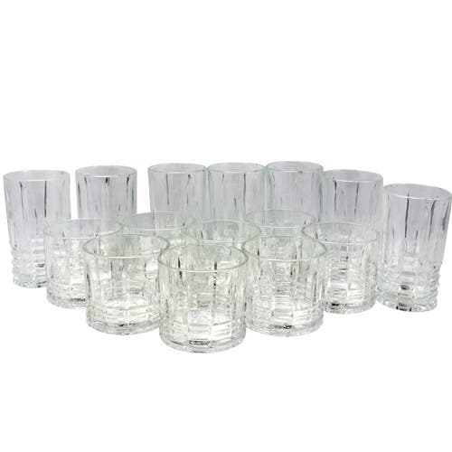 Gibson Home Jewelite 16 Piece Tumbler And Double Old Fashioned Glass Set In Transparent