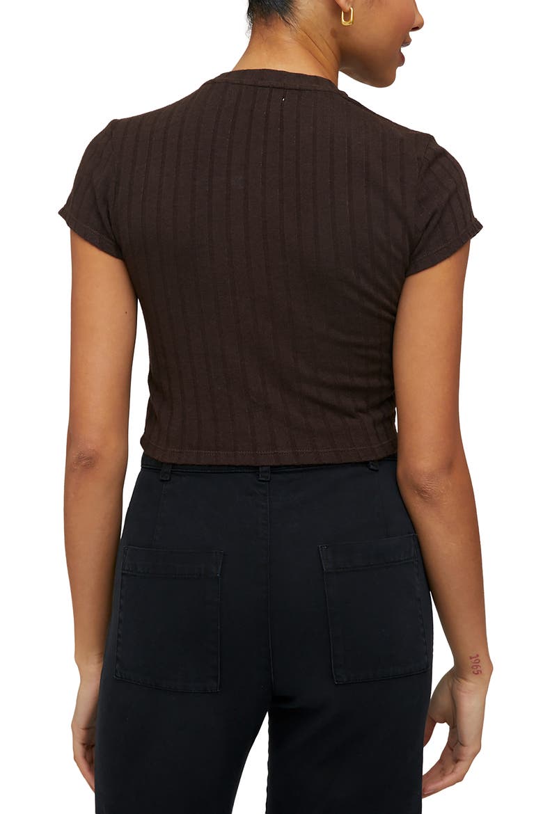 Capsleeve Crewneck T-Shirt, Alternate, color, ESPRESSO BROWN