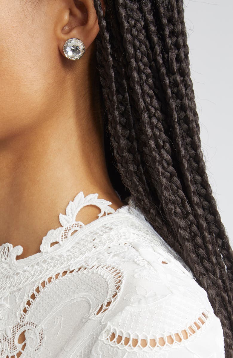 Oscar de la Renta Crystal Button Earrings, Alternate, color, Crystal