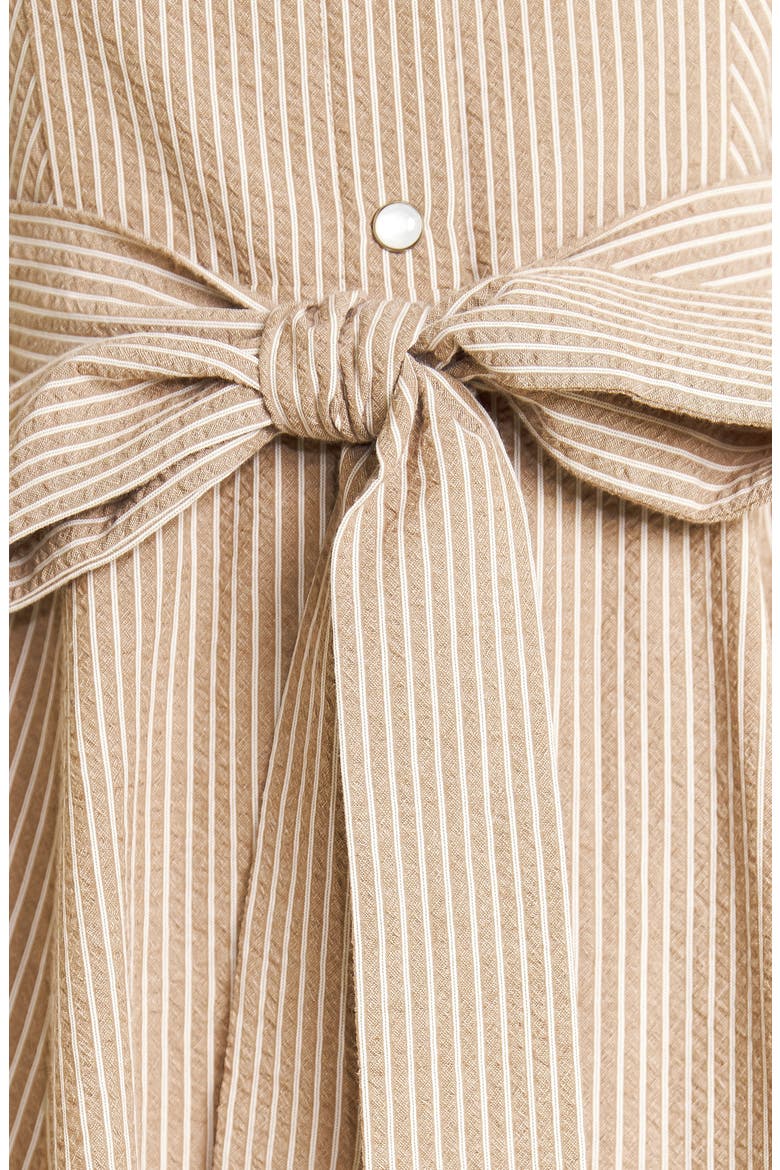 Pinstripe Midi Dress, Alternate, color, TAUPE