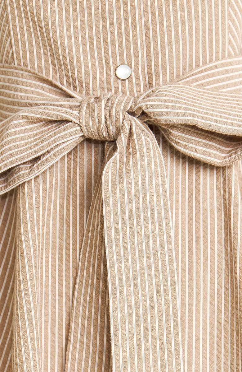 FREEMARKET Pinstripe Midi Dress, Alternate, color, Taupe