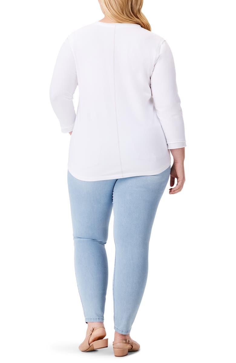 NZT by NIC+ZOE Rolled Detail Three Quarter Sleeve Top, Alternate, color, Paper White