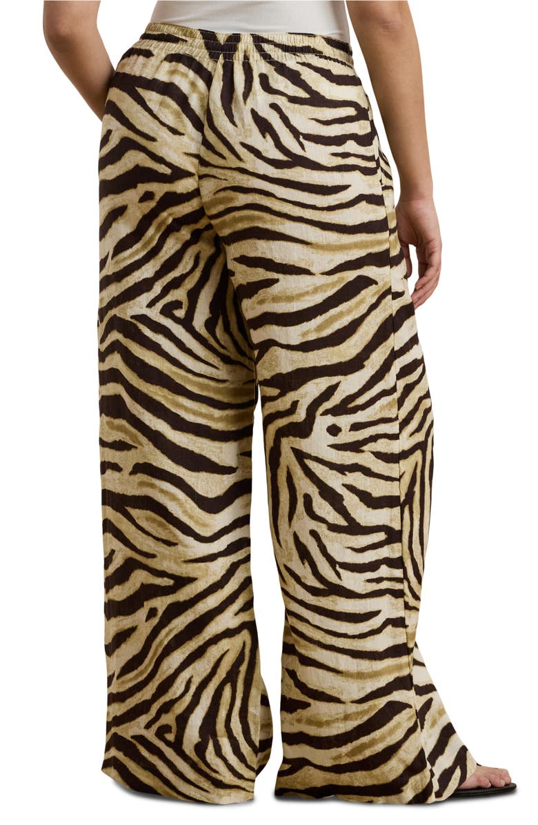 Lauren Ralph Lauren Zebra Print Linen Wide Leg Pants, Alternate, color,