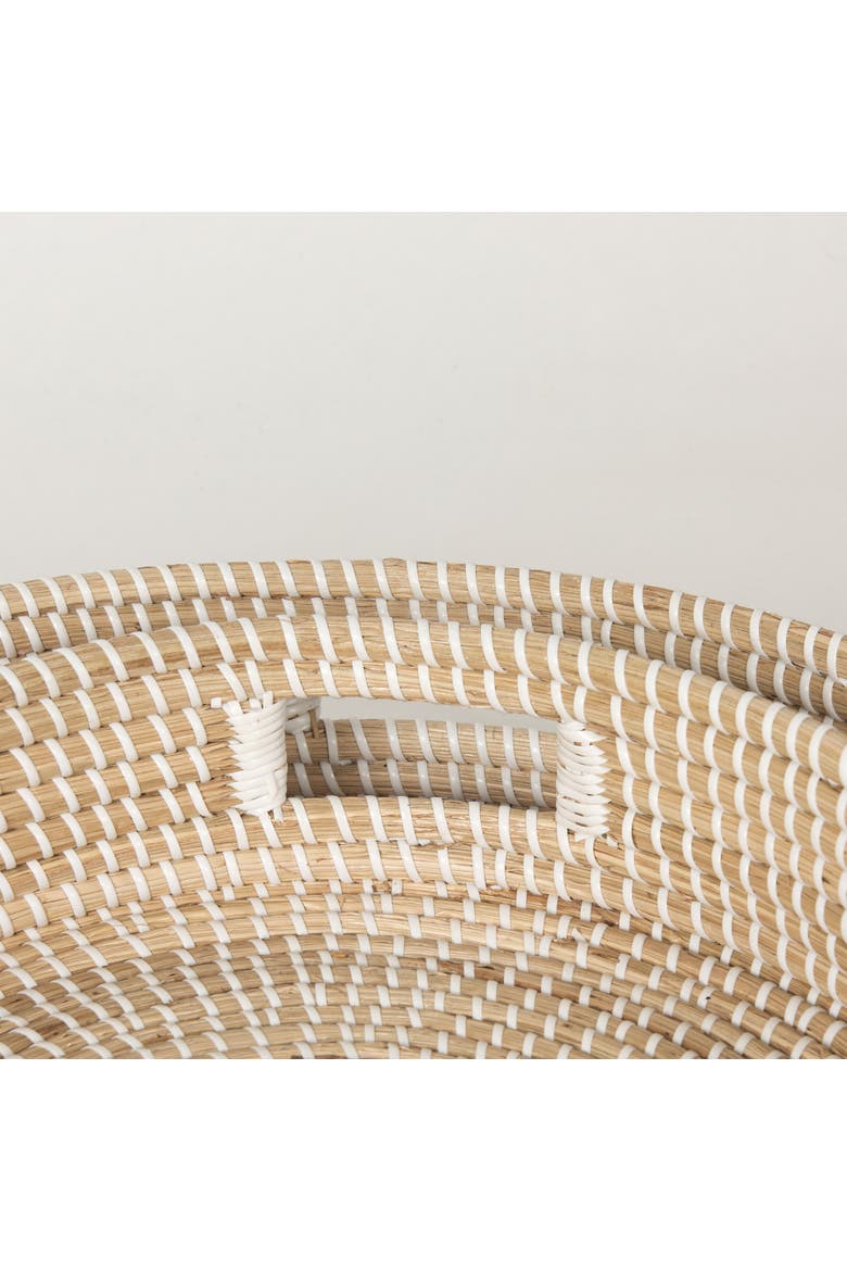 Kalama Set of 2 Large Round Seagrass Trays w/ Handles, Alternate, color, Brown