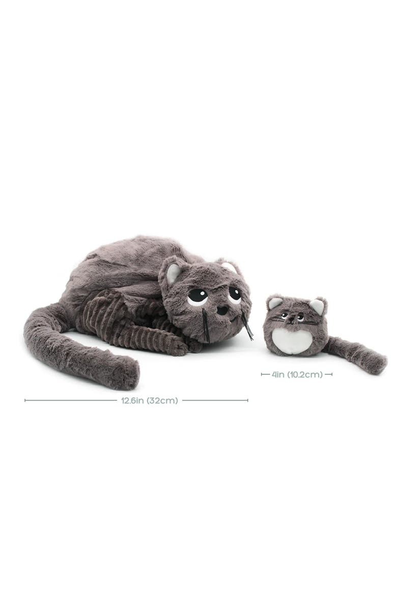 Les Ptipotos Cat Mom & Her Baby - Secret Keeper Plush Toy, Eco-Friendly, Soft & Washable, Alternate, color, Grey