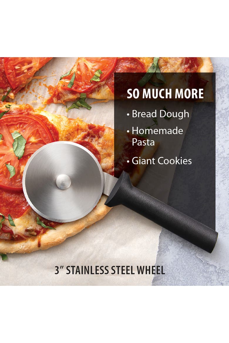 Cutlery Pizza Cutter Stainless Steel Wheel, Alternate, color, Black