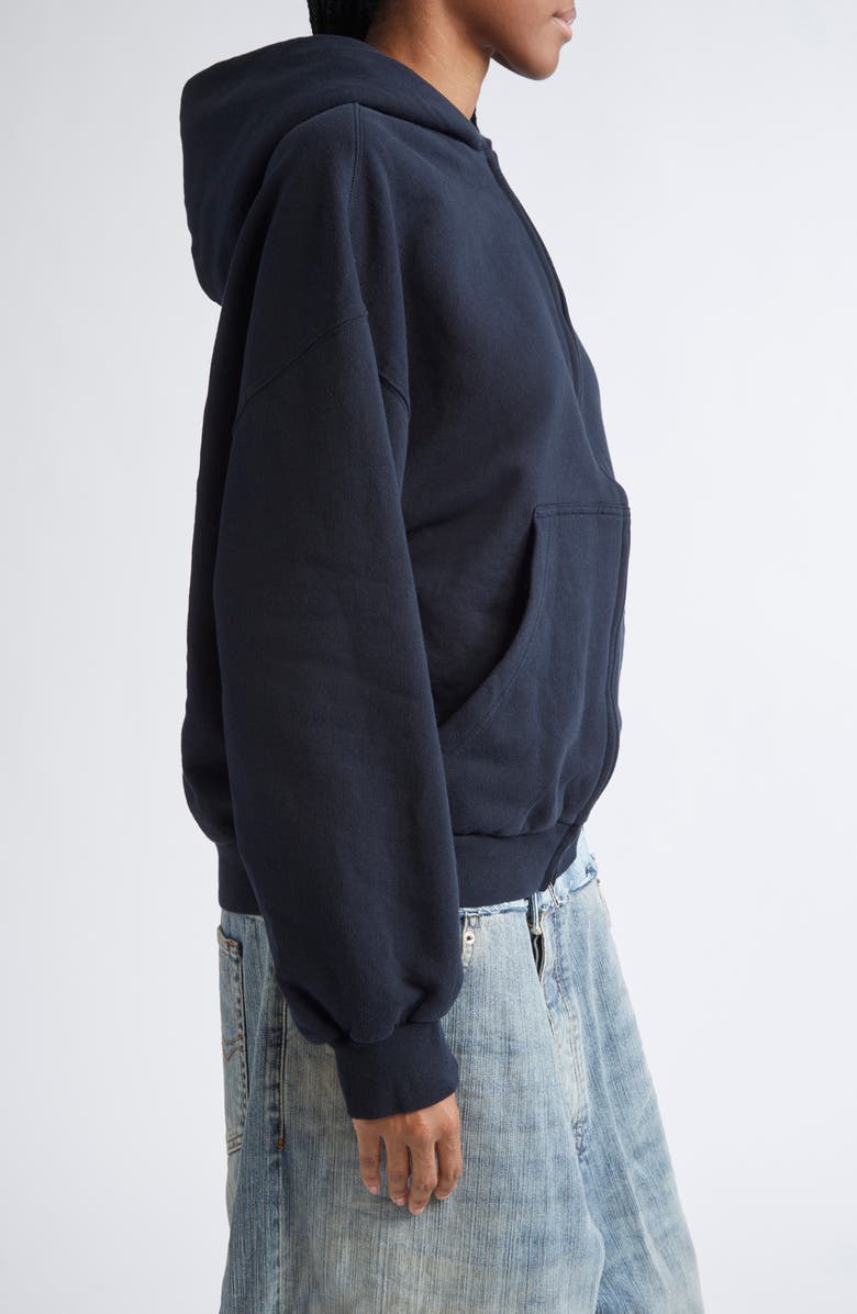 Balenciaga Flipped Uni Logo Embroidered Cotton Fleece Zip-Up Hoodie, Alternate, color,