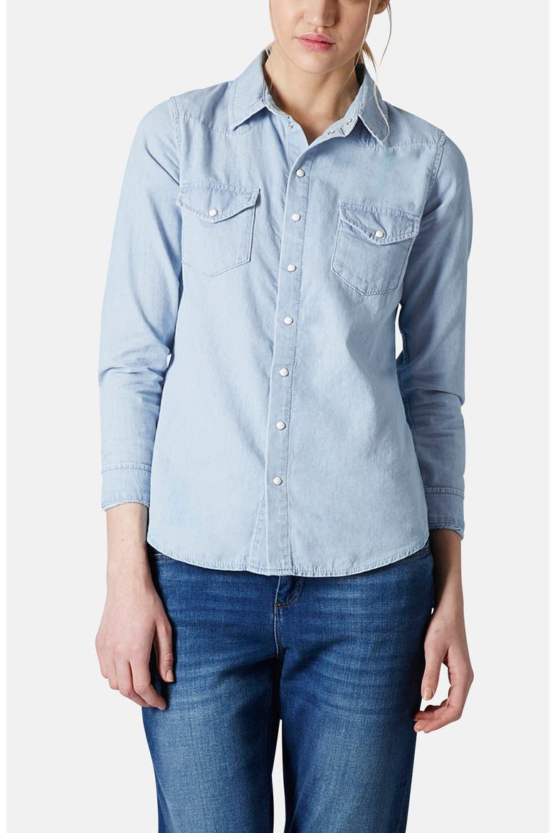 Chambray Western Shirt, Main, color, LIGHT DENIM
