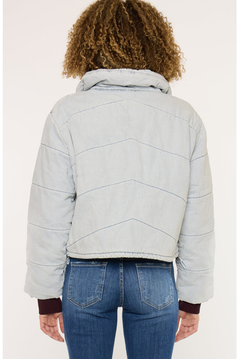Luciana Denim Puffer Jacket, Alternate, color, Light Wash