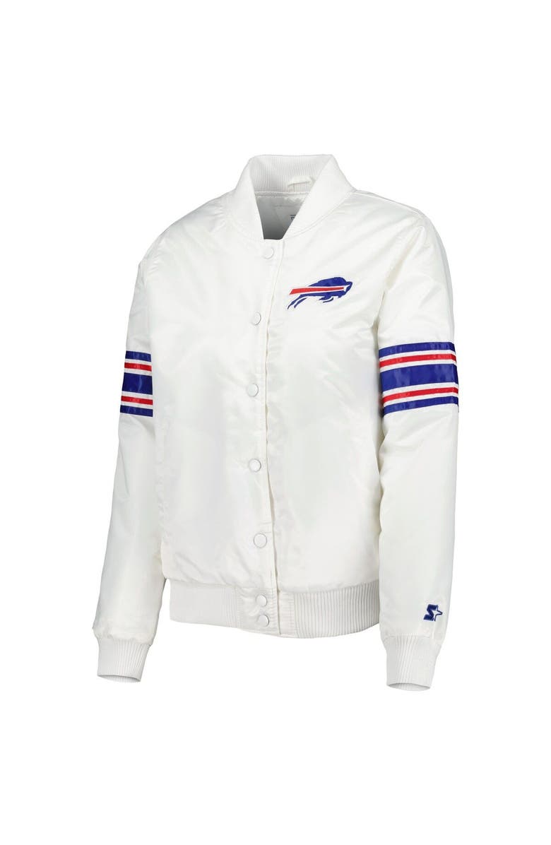 STARTER Women's Starter White Buffalo Bills Line Up Satin Full-Snap Varsity Jacket, Alternate, color, White
