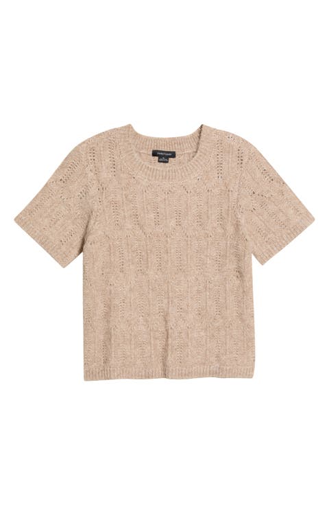 Pointelle Short Sleeve Sweater