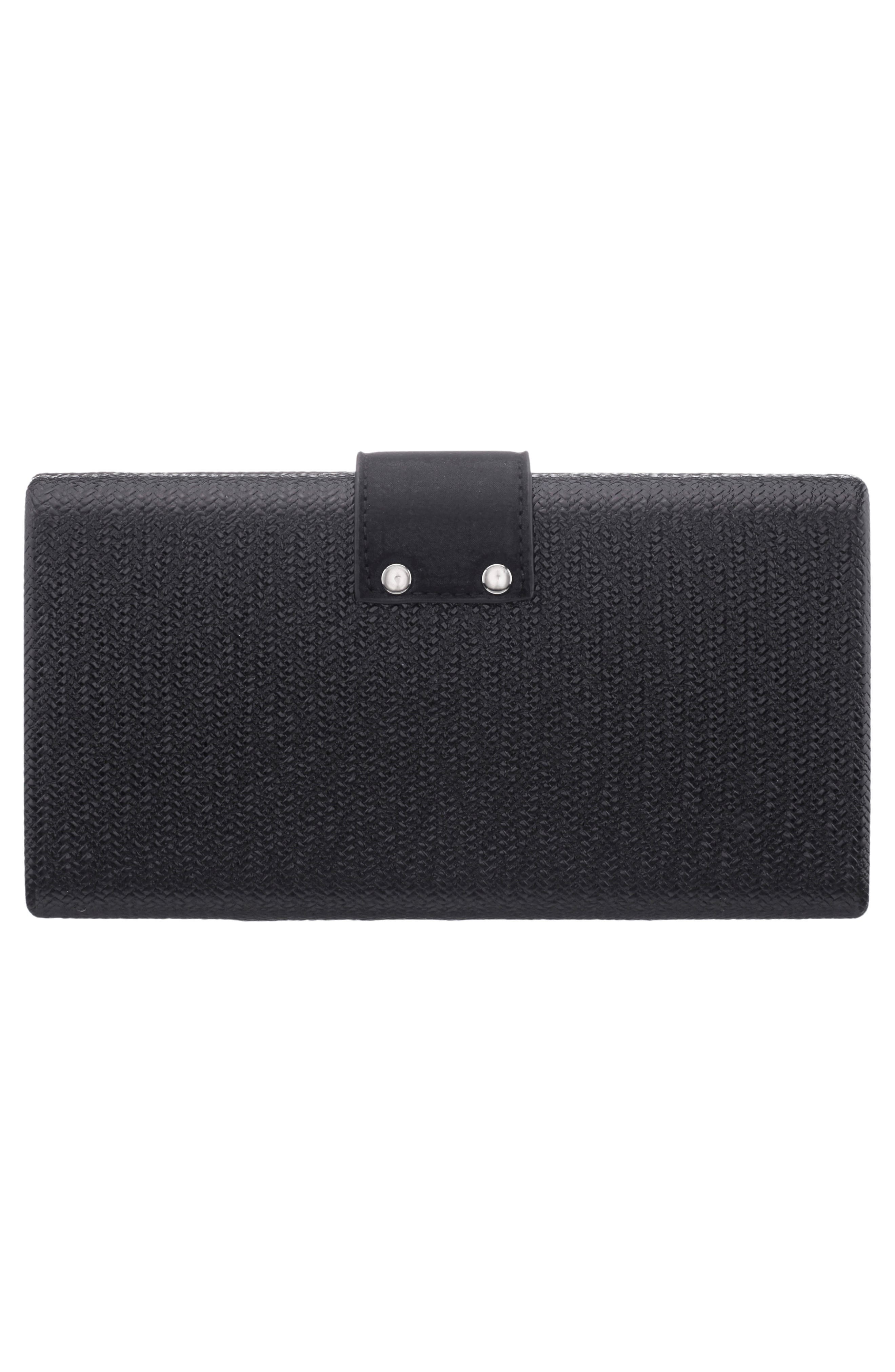 Nina Presly Faux Leather Clutch, Alternate, color, Black