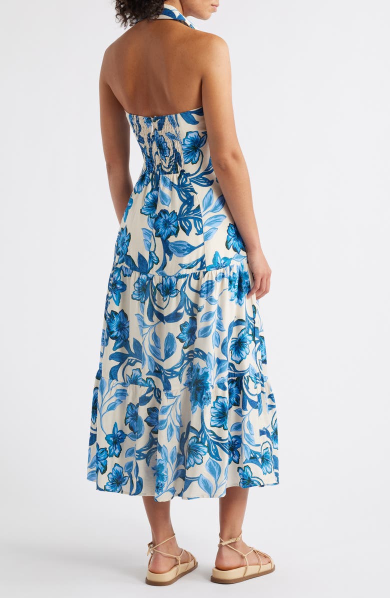 Adelyn Rae Lenni Floral Print Halter Dress, Alternate, color, Blue