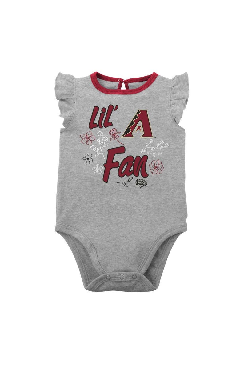 Outerstuff Girls Newborn & Infant Red/Heather Gray Arizona Diamondbacks Little Fan Two-Pack Bodysuit Set, Alternate, color, 