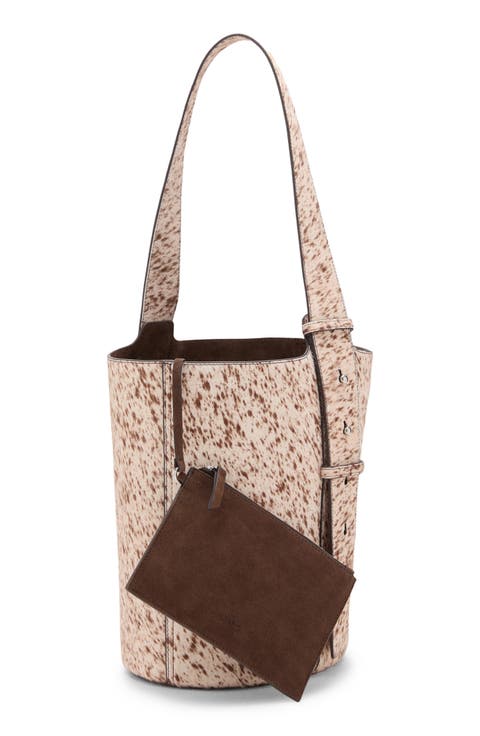 Genuine Calf Hair & Leather Bucket Bag