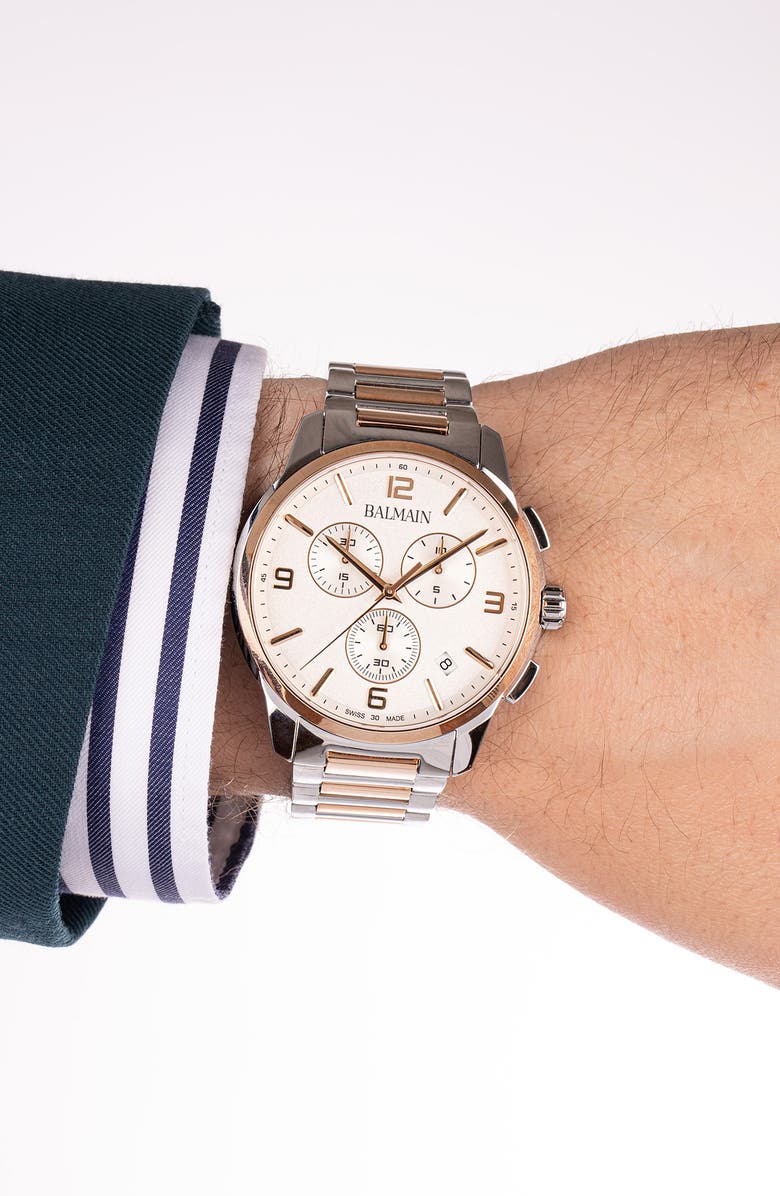 BALMAIN WATCHES Madrigal Chronograph Two-Tone Bracelet Watch, 42mm, Alternate, color, Two Tone
