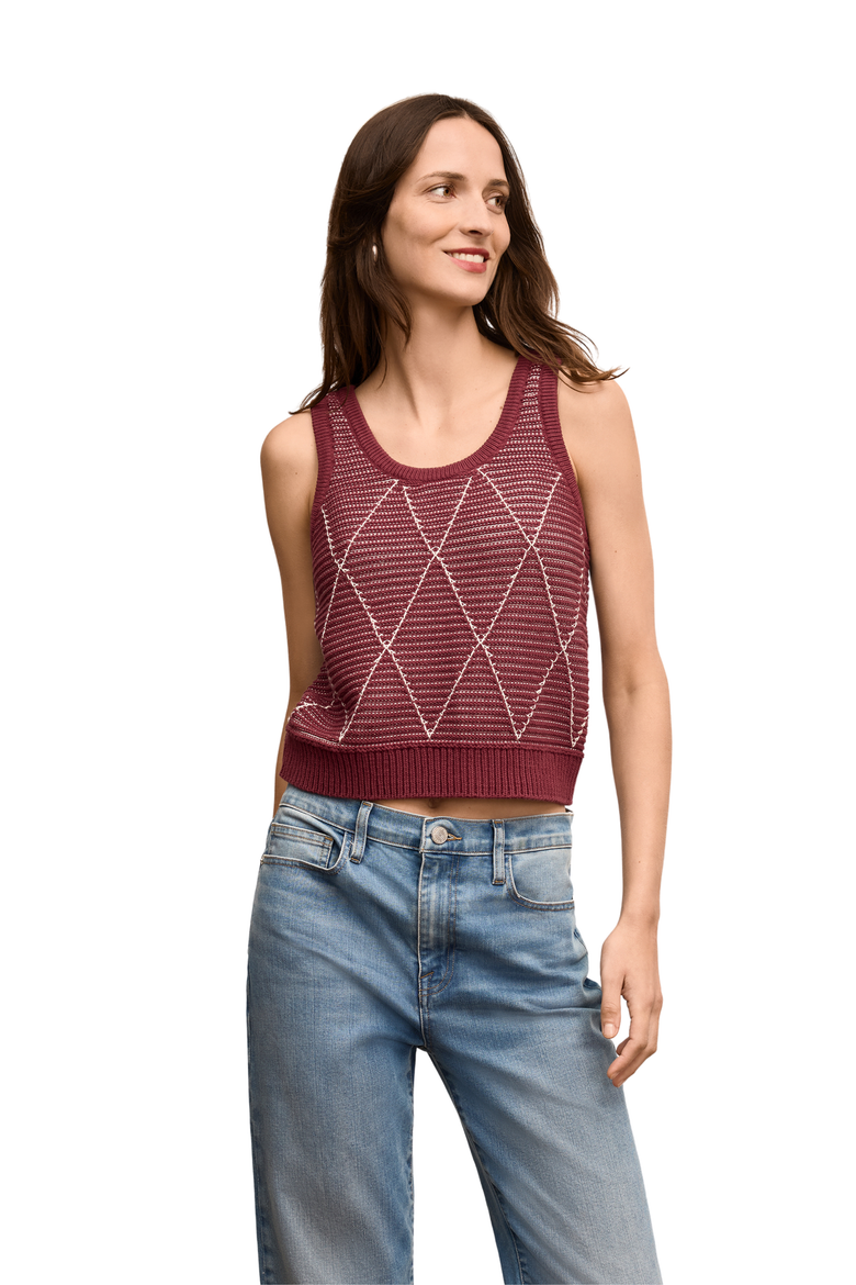 Aiko Breeze Tank - Argyle Knit, Alternate, color, Red Umber