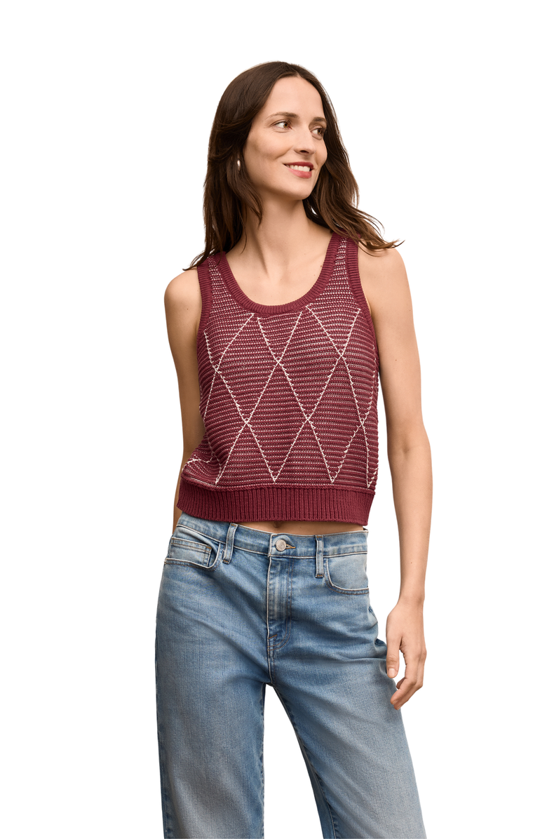 M.M.LaFleur Aiko Breeze Tank - Argyle Knit, Alternate, color, Red Umber
