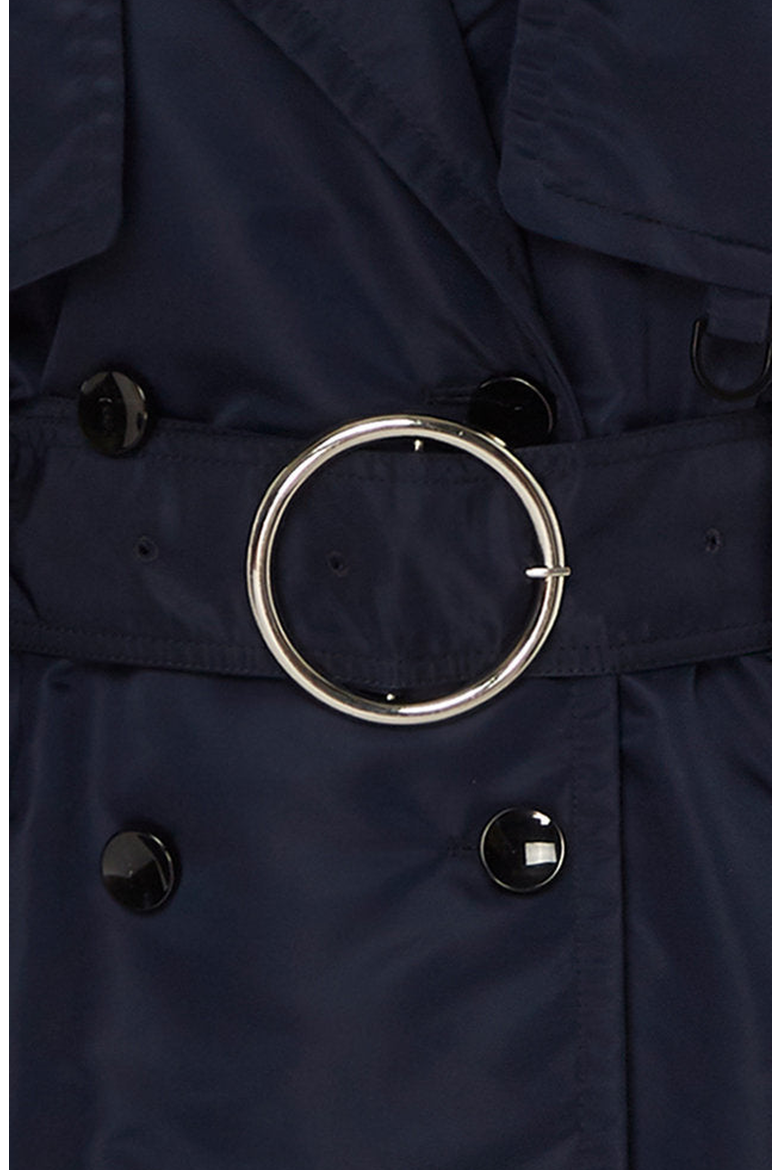 Down Filled Satin Trench, Alternate, color, Navy
