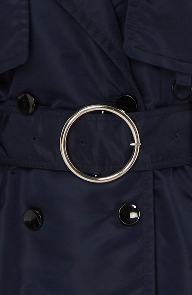 CAALO Down Filled Satin Trench, Alternate, color, Navy