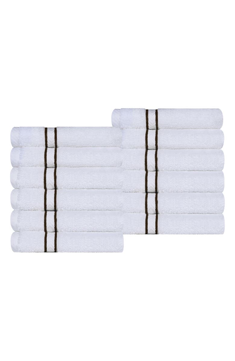 Superior 12-Piece Turkish Cotton Washcloths, Main, color, Chocolate