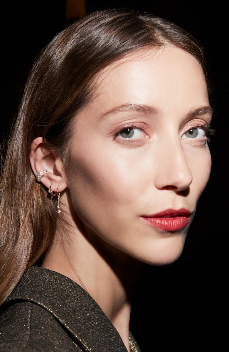 Dana Rebecca Designs Millie Ryan Bezeled Diamond Halo Huggie Earrings, Alternate, color,