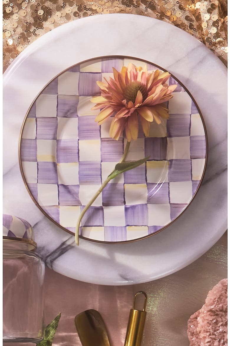 Violet Check Salad/Dessert Plate, Alternate, color, VIOLET