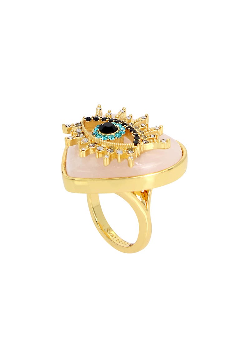 Evil Eye Quartz Heart Cocktail Ring, Main, color, PINK