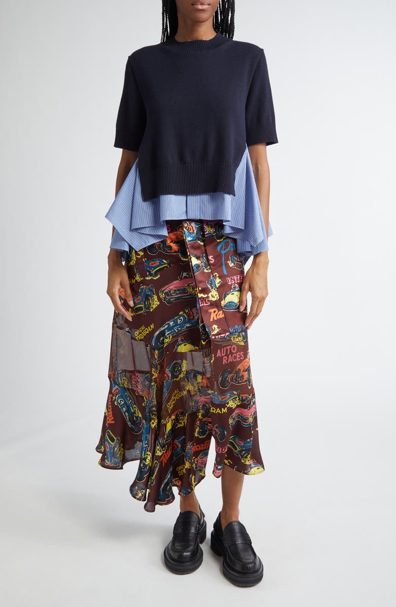 Sacai Race Car Print Belted Cargo Skirt, Alternate, color, 